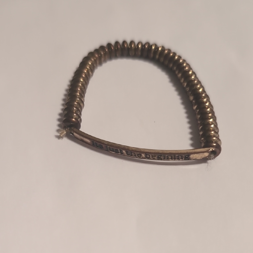 Mattel Gold Spiral Inspirational "It's Just The Beginning" Stretch Bracelet